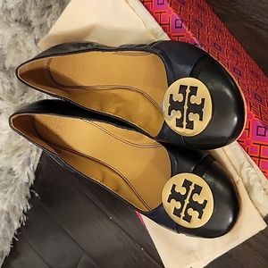 Tory Burch Navy/Black Minnie Cap-Toe Ballet Flat